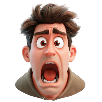 Shocked man wide eyes an open mouth expressing fear surprise disbelief an intense reaction to an unexpected situation. png