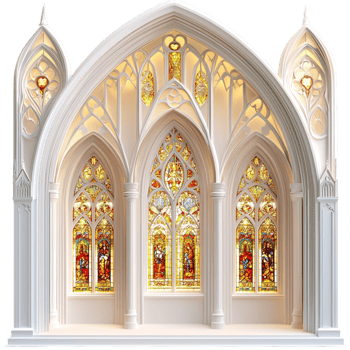 Majestic cathedral interior towering stained glass windows intricate arches representing spirituality history the greur of sacred architecture. png