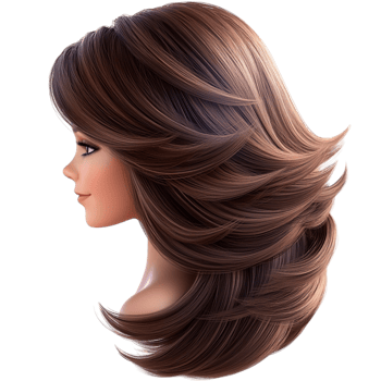 Stylish brunette hairstyle smooth layered strs representing beauty fashion elegance theistry of professional hair styling personal grooming. png