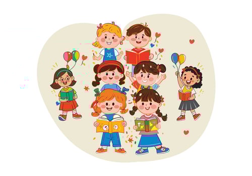 International Children's Book Day With Arms holding a book, illustration style. vector