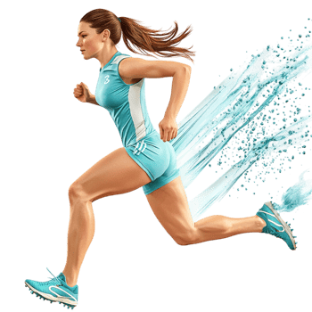Fit athletic woman running speed determination representing energy strength perseverance the dedication to an active healthy lifestyle. png