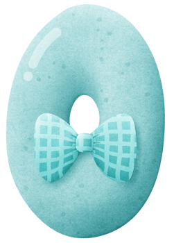 Watercolor cute number 0 with ribbon clip art, number hand drawn for kids png