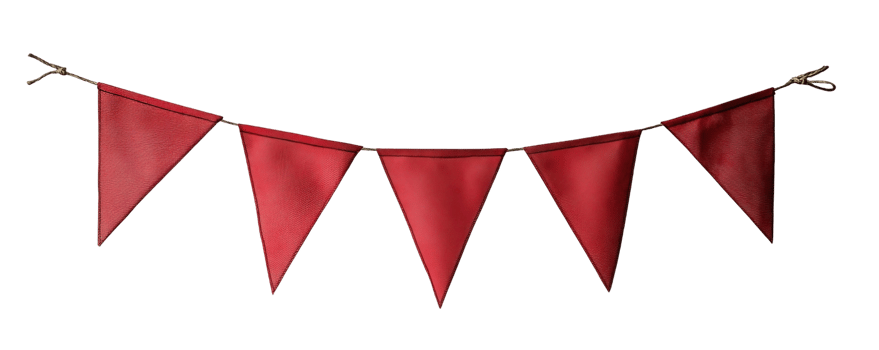 red hanging flag decoration isolated on transparent background png