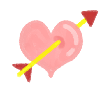 Hand-Drawn Heart with Arrow Romantic Love Symbol on Black Background png