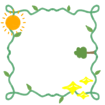 frame of plants with sun and trees png