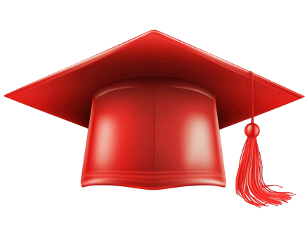 Red graduation cap with tassel, symbolizing academic achievement and celebration. Perfect for educational themes and graduation events png