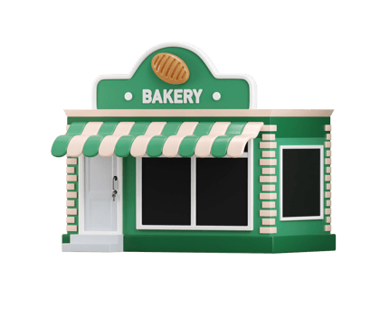 Bakery Shop icon 3d render concept of pastry shop, bakery building, bread shop icon illustration png