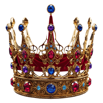 Majestic Gold Crown with Colorful Gems Symbol of Royalty png