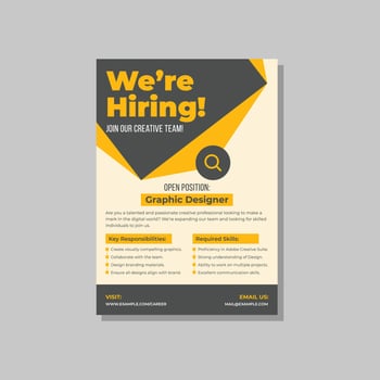 Creative job poster Template. Job hiring poster, flyer, or post. We are hiring leaflet or brochure. Recruitment advertising template. Recruitment Poster vector
