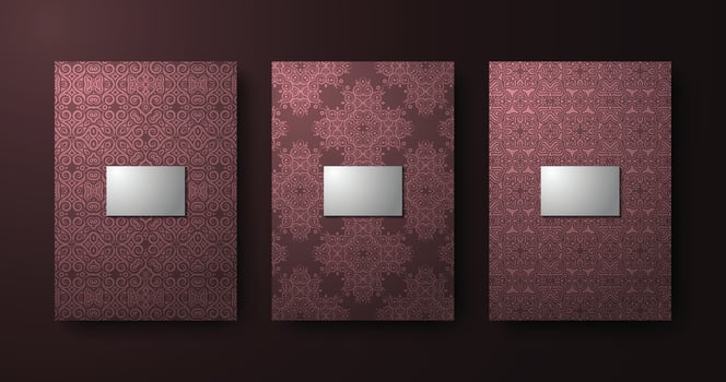 cover of elegant line pattern motif in gold color. vector