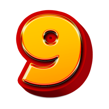 3d golden number 9 png