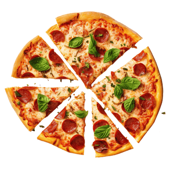 Hot and Cheesy Pizza on Transparent png
