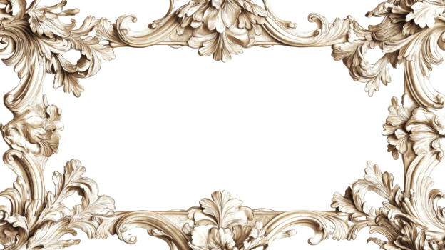 Ornate decorative molding surrounds a blank rectangular picture space png