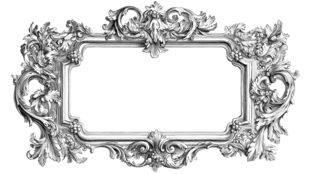 An ornate decorative frame with detailed floral and foliate designs png