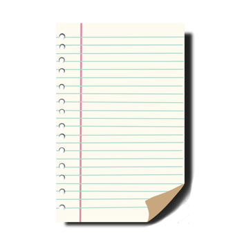 Blank Lined Notebook Paper curled at the corner png