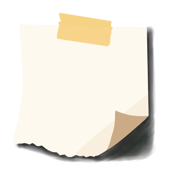 Torn Sticky Note with Tape curled at the corner png