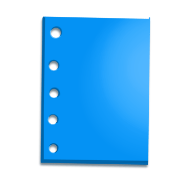A blue notebook with four holes on the cover png