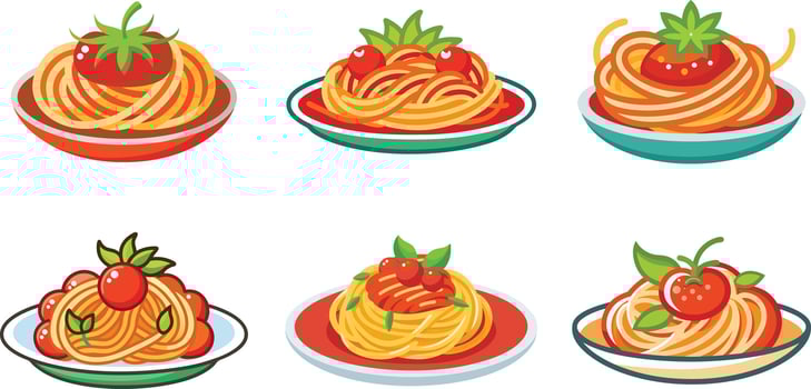 Italian pasta set with different types of pasta vector