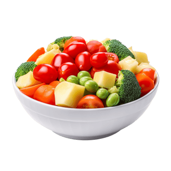 Mixed vegetables on white bowl isolated on transparent background png