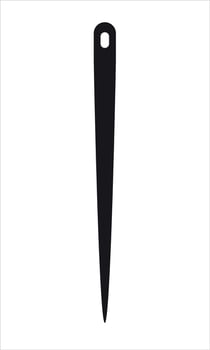 Black silhouette of a needle on an isolated background. Icon for a website, applications, or user interface. A flat symbol. vector