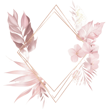 A beautiful floral illustration with a geometric diamond frame png