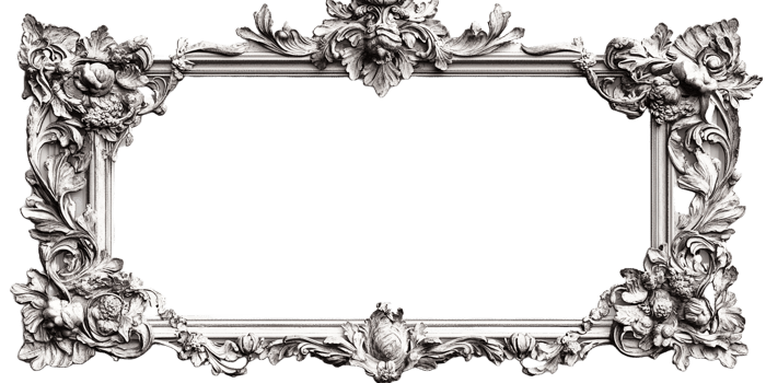 A decorative rectangular white frame with detailed ornate carvings png