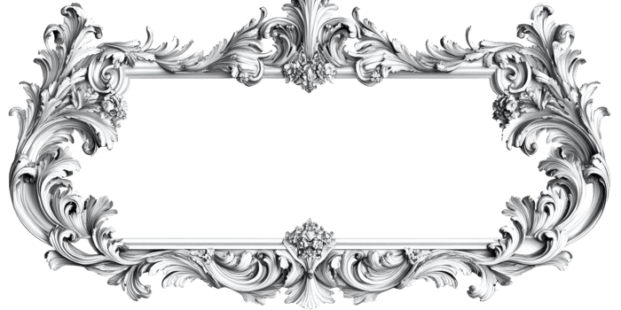 An ornate rectangular frame with detailed floral and leaf motifs png