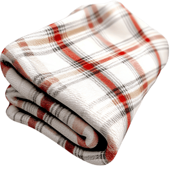 Cozy tartan throw blanket folded neatly, offering luxurious warmth ultimate relaxation for chilly winter nights indoors. png