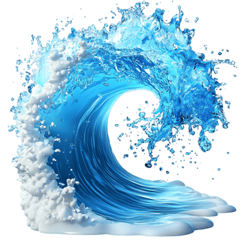 Majestic turquoise wave curls frothy white tips, revealing the oceans raw power, hypnotic movement, breathtaking natural beauty. png