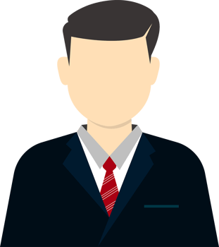 Minimalist businessman icon in suit with tie isolated on background. Business poster graphic design and user profile. png