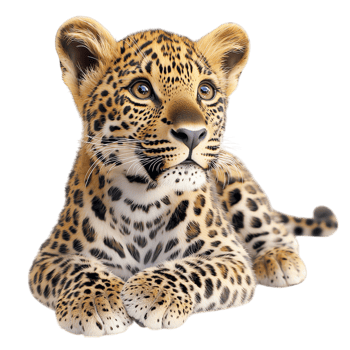 Majestic leopard lounging effortlessly in golden sunlight displays its sleek spotted coat, wild agility, the untamed beauty of nature. png
