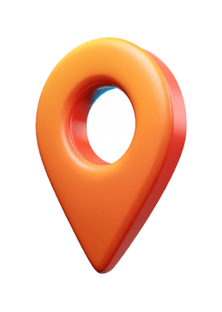 3D Render of a Glossy Orange Location Pin Marker Icon for Maps and Navigation png