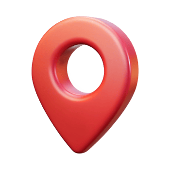 A 3D rendering of a red location marker pin icon, glossy and smooth, perfect for maps and navigation apps png