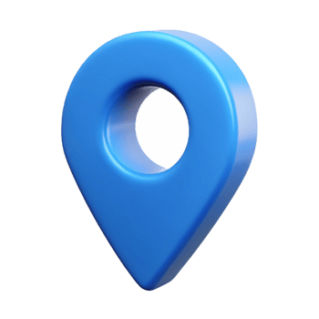 A 3D Render of a Glossy Blue Map Marker Location Icon Pin Pointer png