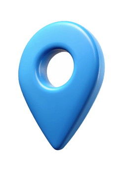 A 3D Render of a Glossy Blue Map Marker Location Icon Pin png