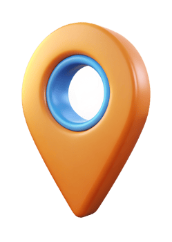 3D Render of an Orange and Blue Location Map Pointer Icon png