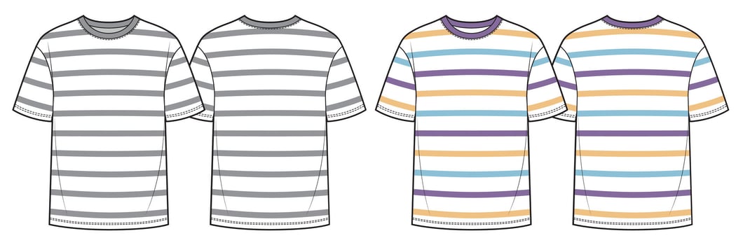 Set of t-shirts design with stripes vector