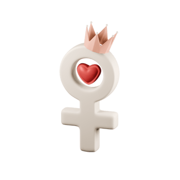 3d Female symbol with crown and heart. 3d illustration on isolated background png