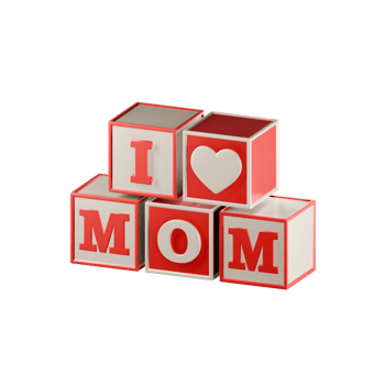 3D Cubes I love mom. Illustration for Mother's Day png