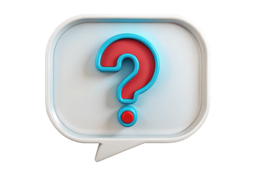 3D Render of a Question Mark in a Speech Bubble A Colorful and Playful Design Element png