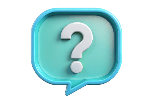 3D Render of a Light Blue Speech Bubble with a White Question Mark png