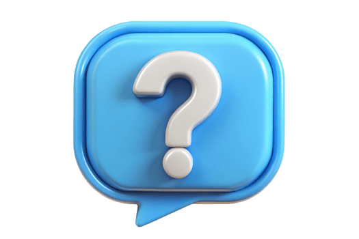 3D Render of a Speech Bubble with a White Question Mark png