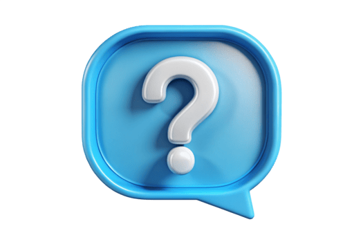 3D Render of Blue Speech Bubble with a White Question Mark png