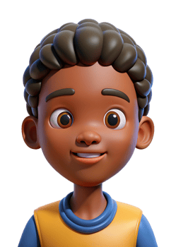 Adorable 3D Render of Happy Young Black Boy with a Playful Expression png