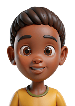 Adorable 3D Render of a Happy Black Boy with a Playful Expression png