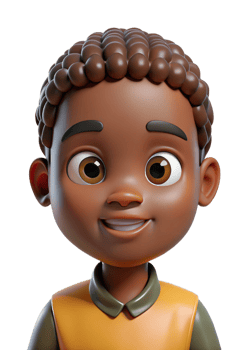 Adorable 3D Render of a Smiling Black Boy with Brown Hair png