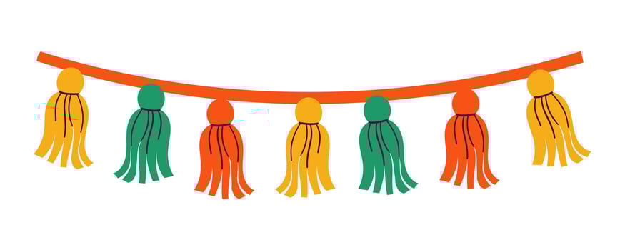 Set of cut out compositions for paper garland. May 5, Mexican holiday Cinco de Mayo. Paper Flower and garlands for Mexican holiday . vector