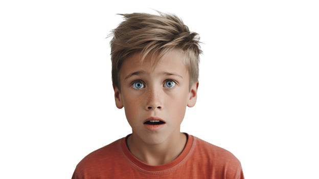Frightened Boy Staring at the Camera Isolated on Transparent Background png