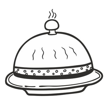 Hand Drawn Illustration of a Covered Dish with Lid and Steam vector
