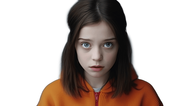 Shocked Young Woman Looking Directly at the Camera Isolated on Transparent png